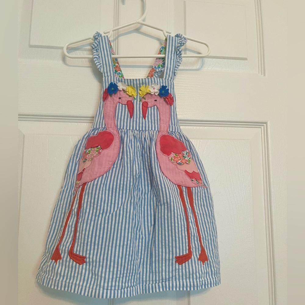 Baby Boden Flamingo Pinnie Dress 12-18 months